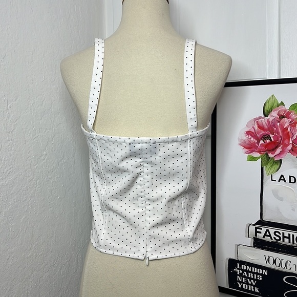 Danielle Bernstein White Polka Dot Crop Top Size 4 - Picture 5 of 8